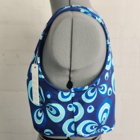 Frankie's Bikinis Syd One Shoulder Sexy Cut-Out Bikini Top Amulet Blue Large - Picture 7 of 13